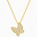 Diamond Butterfly Gold Pendant Necklace