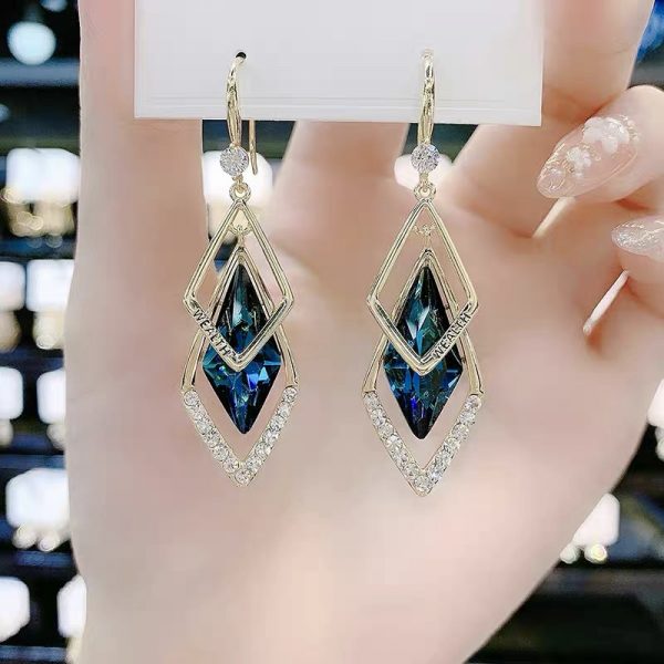 LAST DAY 70% OFF - Fashion Square Sapphire Drop Earrings (Buy 2 Free Shipping)