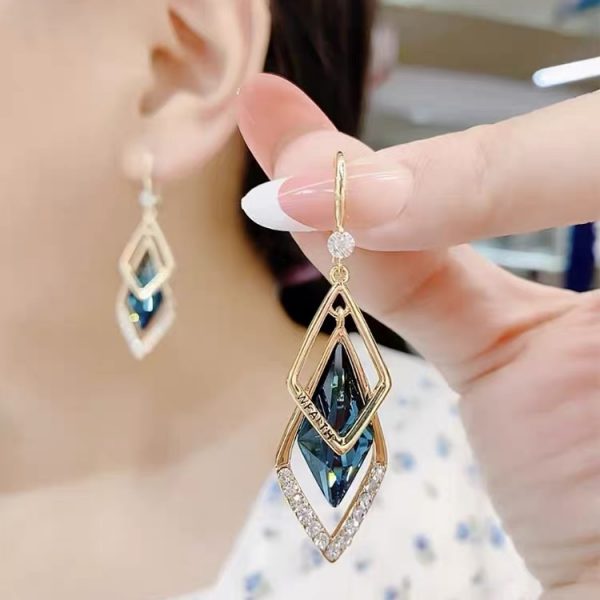 LAST DAY 70% OFF - Fashion Square Sapphire Drop Earrings (Buy 2 Free Shipping)